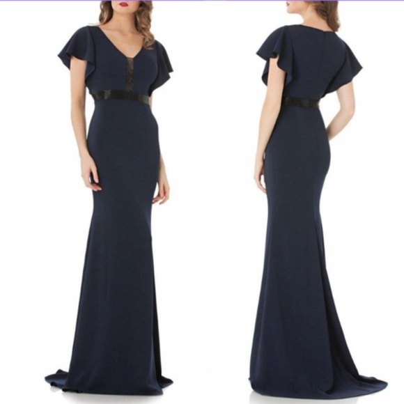 Carmen Marc Valvo Dresses & Skirts - Carmen draped beaded evening gown mermaid dress